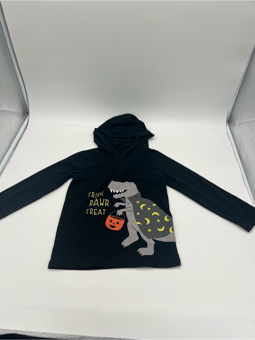 Carters Boys Halloween Hoodie Black Trick Treat Dinosaur Sz 5